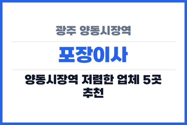 광주 양동시장역 포장이사