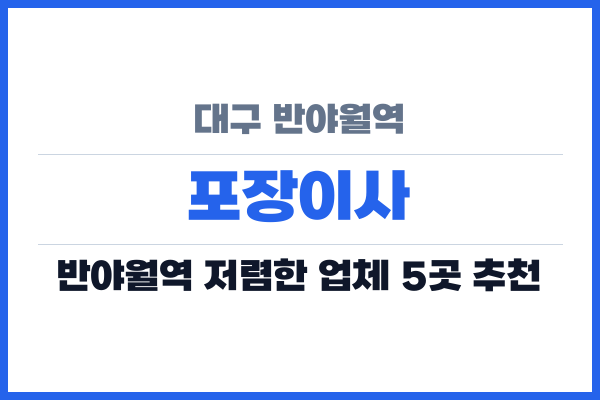 대구 반야월역 포장이사