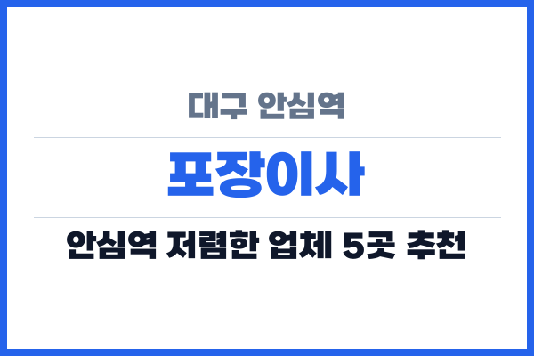 대구 안심역 포장이사