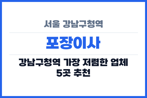 서울 강남구청역 포장이사