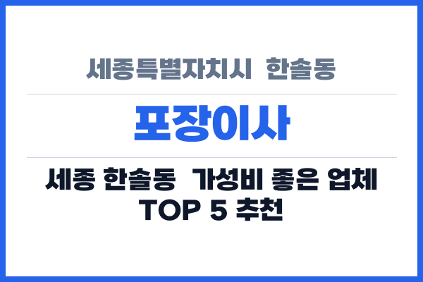 세종특별자치시 한솔동 포장이사