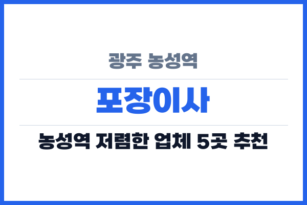 광주 농성역 포장이사