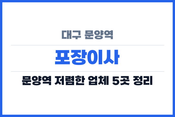 대구 문양역 포장이사