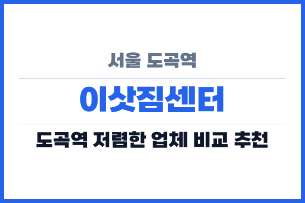 서울 도곡역 이삿짐센터
