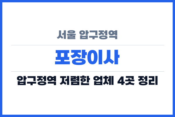 서울 압구정역 포장이사