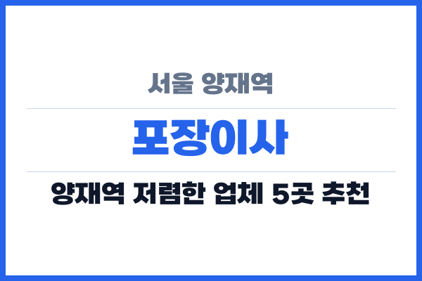 서울 양재역 포장이사