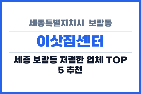 세종특별자치시  보람동 이삿짐센터