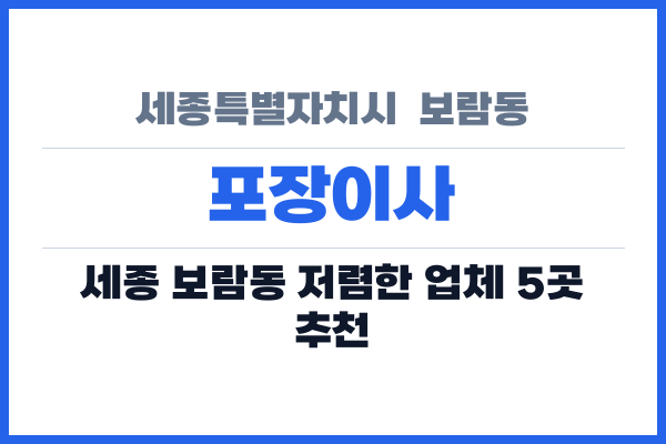 세종특별자치시  보람동 포장이사