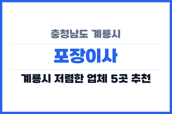 충청남도 계룡시 포장이사