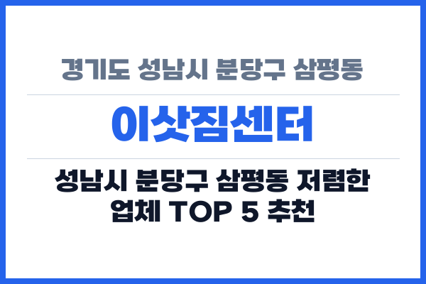 경기도 성남시 분당구 삼평동 이삿짐센터