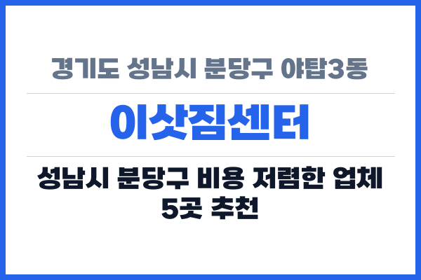 경기도 성남시 분당구 야탑3동 이삿짐센터
