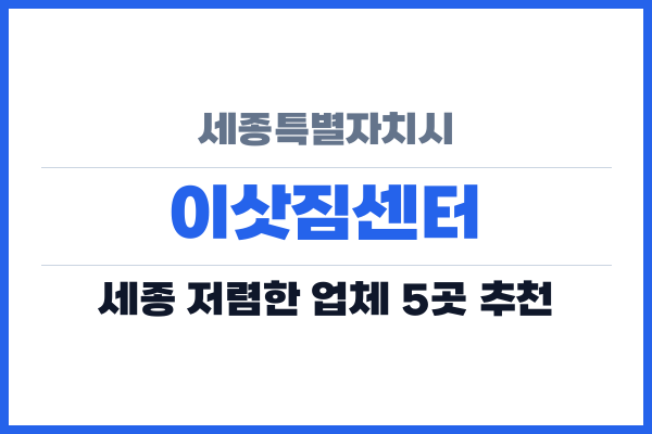 세종특별자치시 이삿짐센터