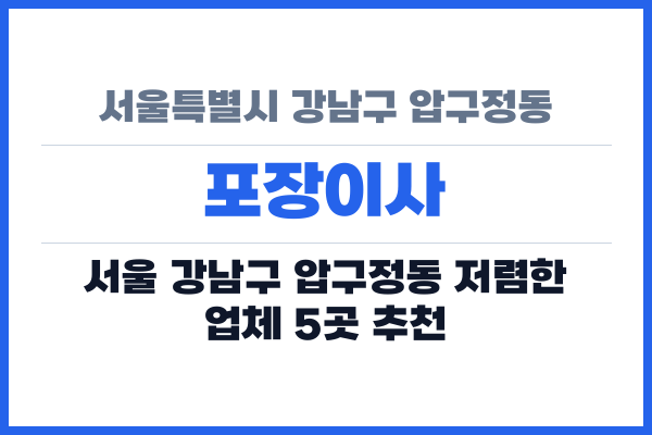 서울특별시 강남구 압구정동 포장이사