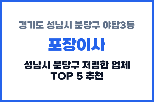 경기도 성남시 분당구 야탑3동 포장이사